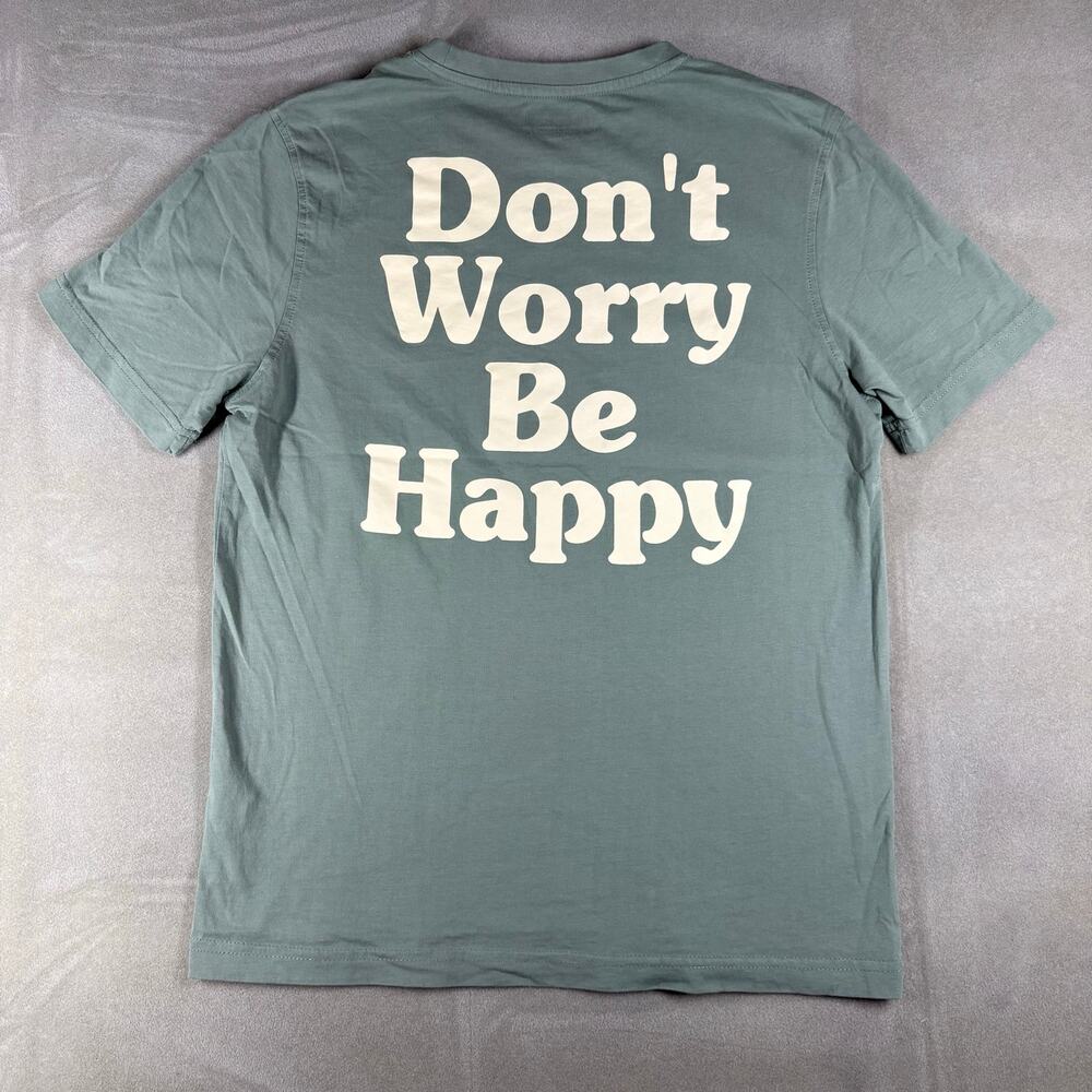 Kappa Medium Womens Don’t Worry Be Happy Sunflower Green T Shirt 100% Cotton